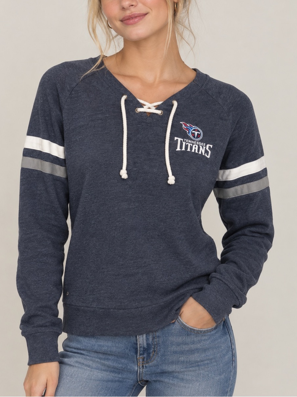 Tennessee Titans Antigua Lace-Up Athletic Sweatshirt